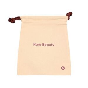 Rare Beauty Cream Maroon Canvas Logo Drawstring Makeup Bag